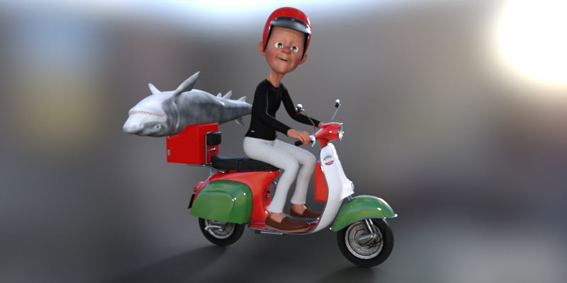 man on scooter delivering food